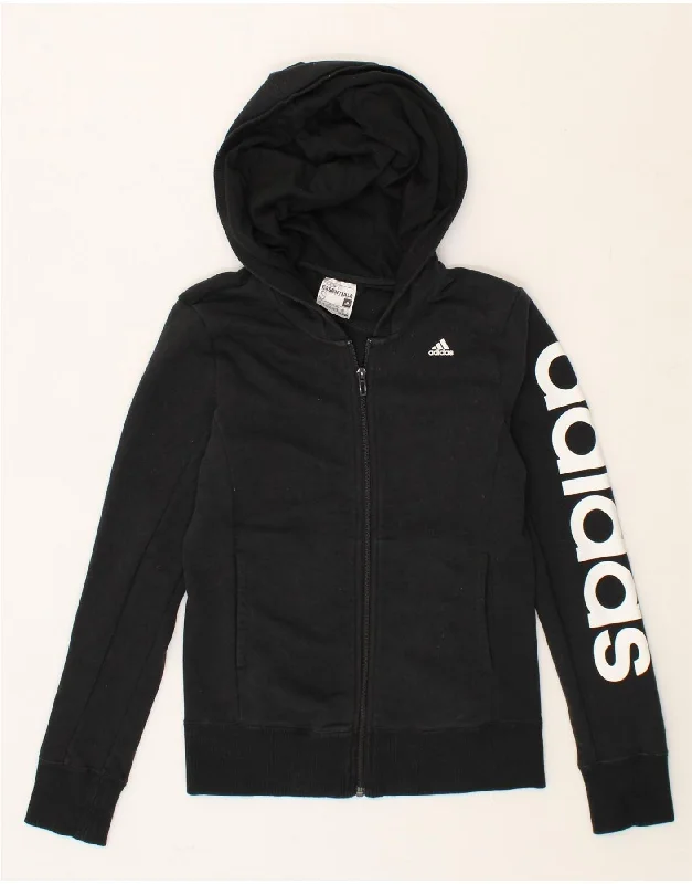 ADIDAS Womens Graphic Zip Hoodie Sweater UK 8/10 Small Black Cotton Bright Pastel Dark ADIDAS Womens Graphic Zip Hoodie Sweater UK 8/10 Small Black Cotton Bright Pastel Dark