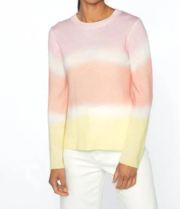 Painted Stripe Crew Sweater Top In Rosa Modern Contemporary Chic