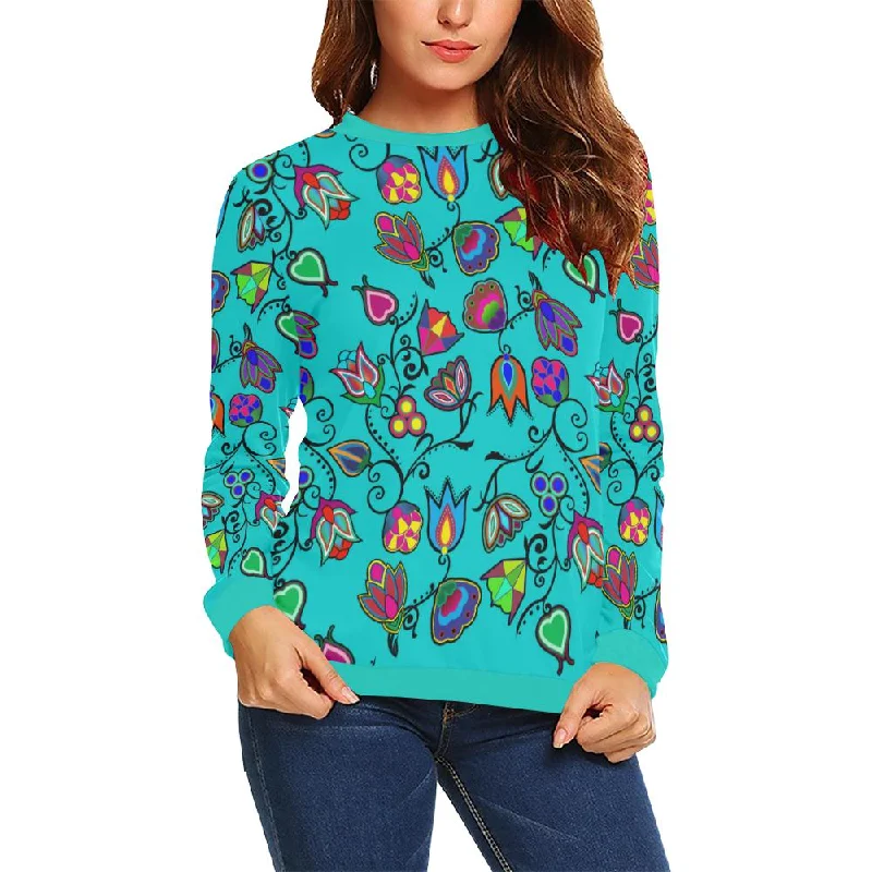 Indigenous Paisley Sky Crewneck Sweatshirt for Women Hoodie with Drawstring Waist Adjustable Fitted Indigenous Paisley Sky Crewneck Sweatshirt for Women Hoodie with Drawstring Waist Adjustable Fitted
