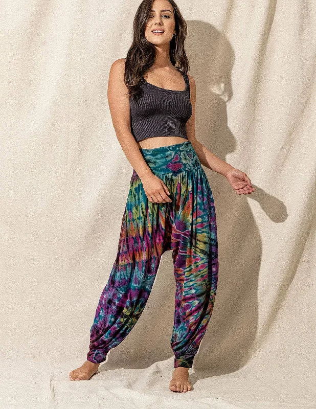 Tie-Dye Harem Pants - Teal - As-Is-Clearance Comfortable Denim Pants