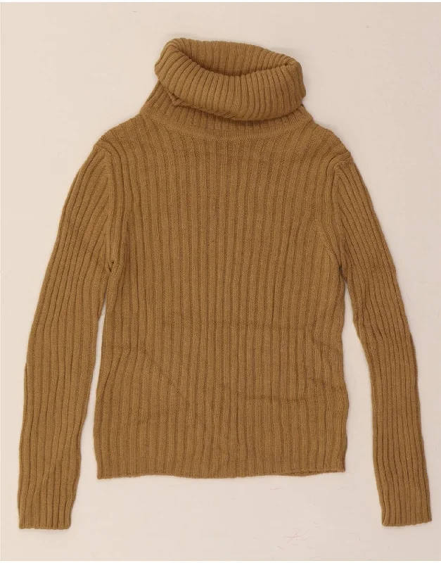 BENETTON Womens Roll Neck Jumper Sweater UK 10 Small Brown Wool Fleece Fabric Down Fabric Feather Fabric BENETTON Womens Roll Neck Jumper Sweater UK 10 Small Brown Wool Fleece Fabric Down Fabric Feather Fabric