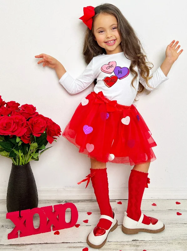 Love Ya Sparkle Heart Tutu Skirt Set lace skirt romantic