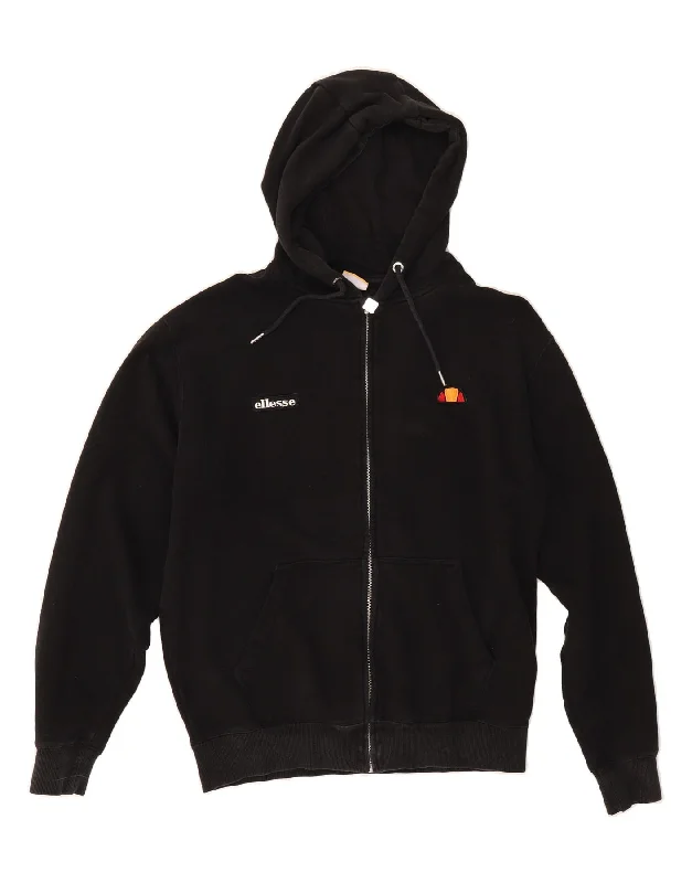 ELLESSE Womens Oversized Graphic Zip Hoodie Sweater UK 14 Large Black Welt Pockets Slit Pockets Flap Pockets ELLESSE Womens Oversized Graphic Zip Hoodie Sweater UK 14 Large Black Welt Pockets Slit Pockets Flap Pockets
