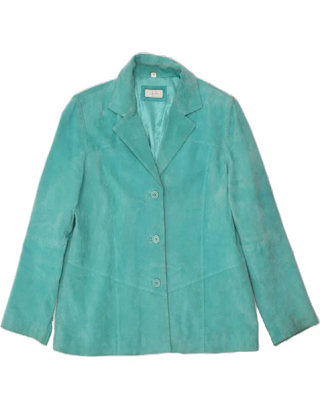 CLASSICS Womens Suede Jacket UK 16 Large Blue Leather Fitted Jacket Loose Jacket Oversized Jacket CLASSICS Womens Suede Jacket UK 16 Large Blue Leather Fitted Jacket Loose Jacket Oversized Jacket
