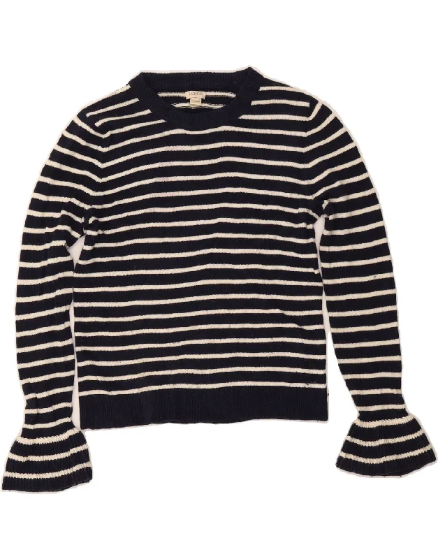 J. CREW Womens Boat Neck Jumper Sweater UK 6 XS Navy Blue Striped Cotton Fitted Loose Oversized J. CREW Womens Boat Neck Jumper Sweater UK 6 XS Navy Blue Striped Cotton Fitted Loose Oversized