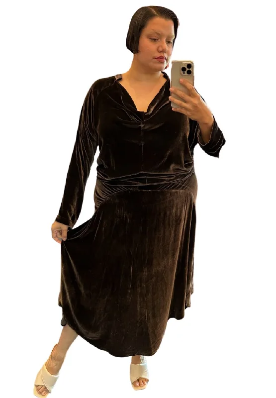 Maria Cornejo Velvet Brown Skirt Set, Size 16 boho skirt vibe