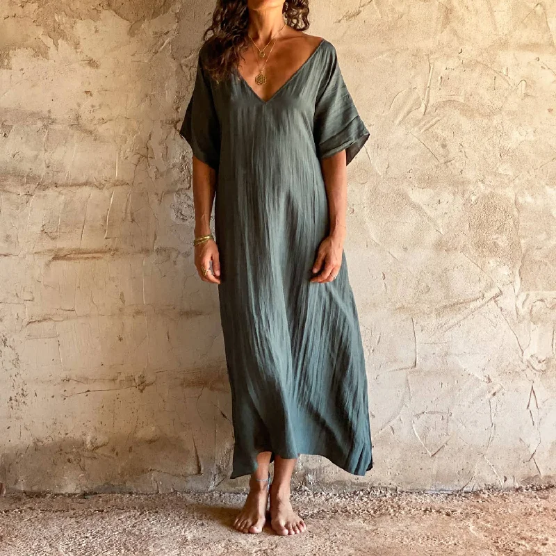 Mellina Dress - Women - HS Habotai Silk 40 - S021 Dark Green Grey Tunics Running lightweight