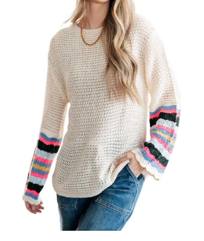 End Of The Story Sweater In Beige Iron Safe Non-Iron Wrinkle Free