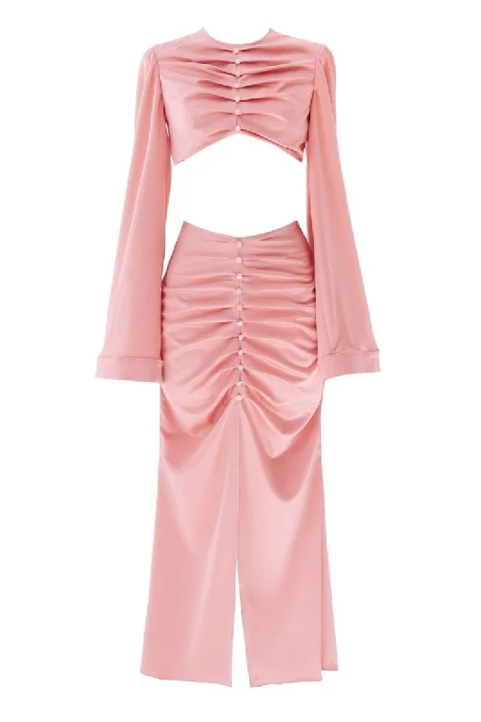 LOVE ROSE TOP AND SKIRT SET linen skirt breathable