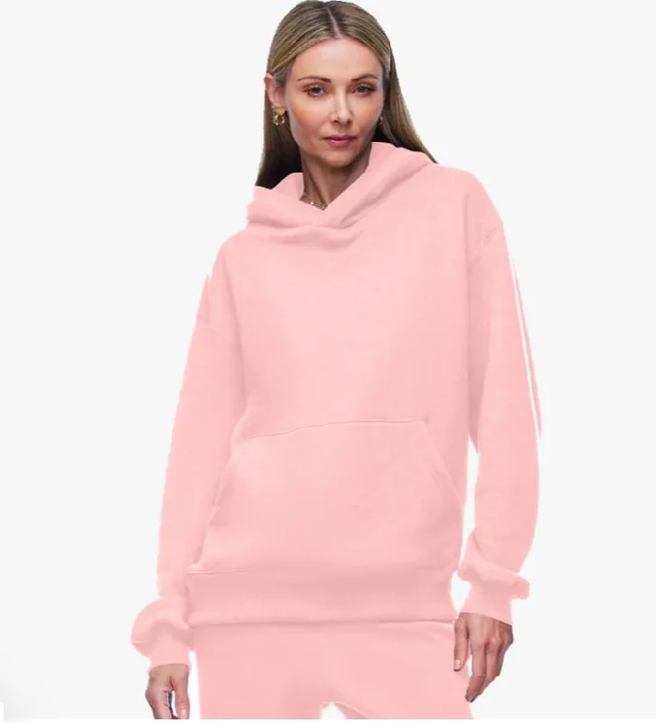 WOMENS PAIGE PULLOVER HOODIE - PINK Hoodie with Hem Drawcord Adjustable Customizable WOMENS PAIGE PULLOVER HOODIE - PINK Hoodie with Hem Drawcord Adjustable Customizable