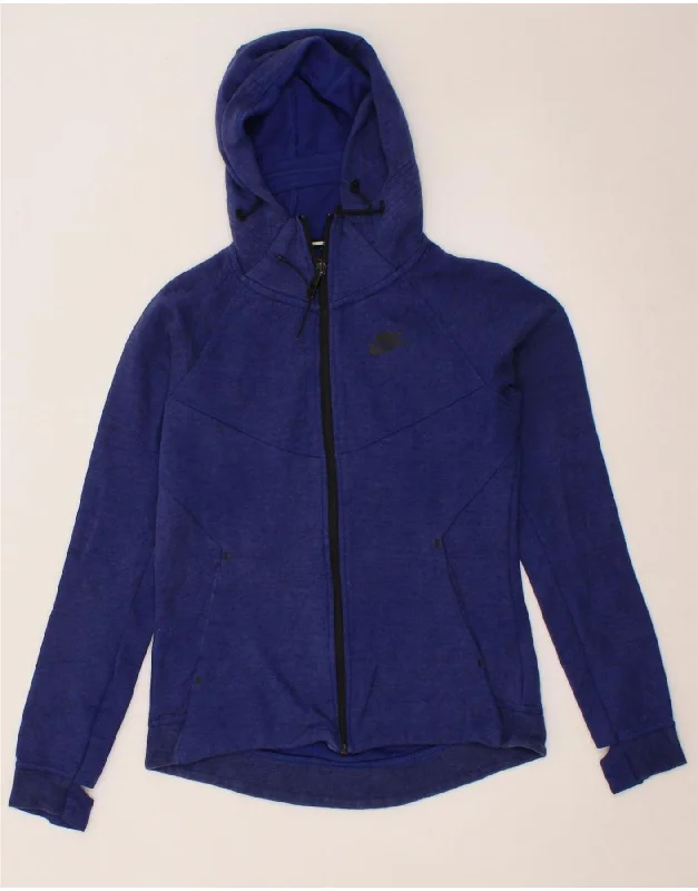 NIKE Womens Zip Hoodie Sweater UK 10 Small Blue Wool Fabric Cashmere Fabric Tweed Fabric NIKE Womens Zip Hoodie Sweater UK 10 Small Blue Wool Fabric Cashmere Fabric Tweed Fabric