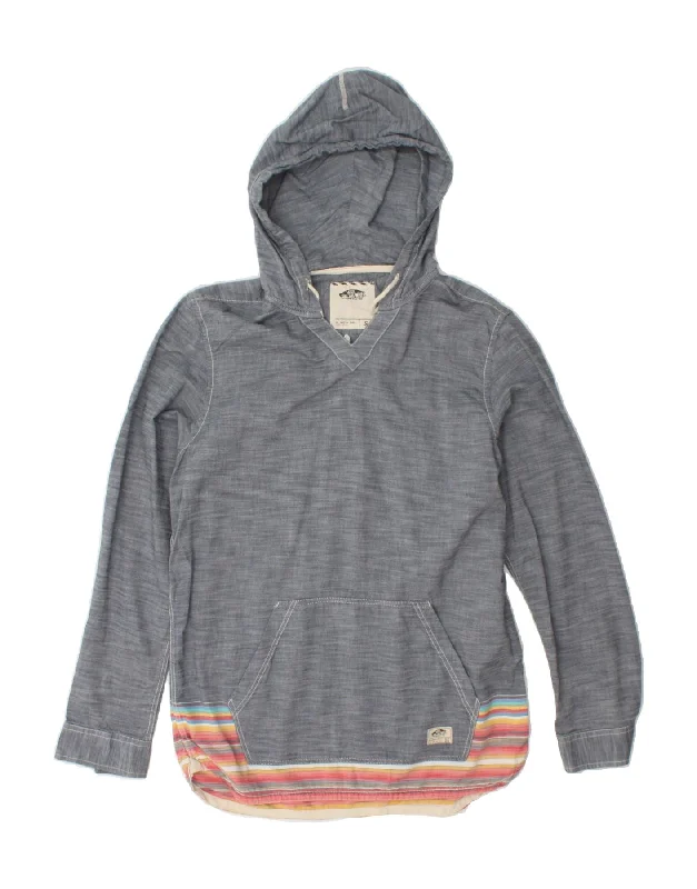 VANS Womens Hoodie Jumper UK 10 Small Grey Flecked Cotton Hoodie with Slit Hem Functional Movement