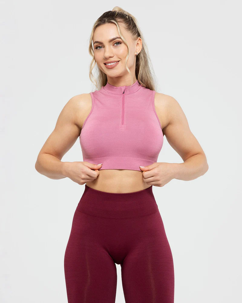 DEFINE SEAMLESS HALF ZIP CROP TANK | HEATHER ROSE tie dye tank