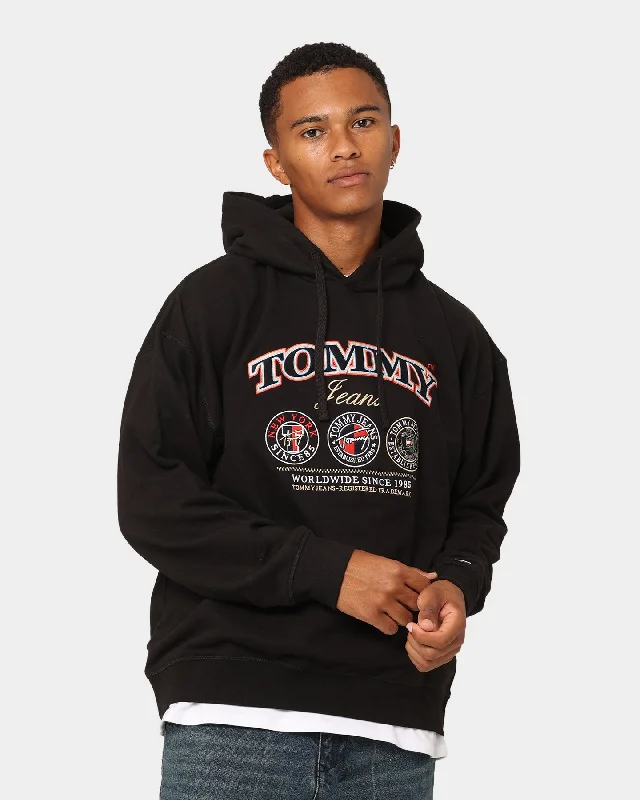 Tommy Jeans TJM Skater TJ Luxe Hoodie Black Hoodie with Hidden Zipper Minimalist Clean