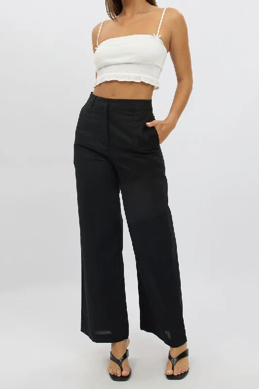 Black Tailored Pants Wide Leg Soft Sweatpants Style