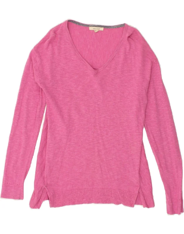 WHITE STUFF Womens V-Neck Jumper Sweater UK 8 Small Pink Cotton Velvet Chenille Corduroy WHITE STUFF Womens V-Neck Jumper Sweater UK 8 Small Pink Cotton Velvet Chenille Corduroy