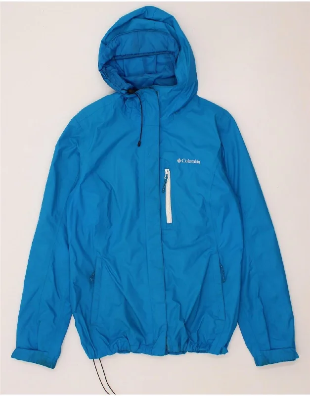 COLUMBIA Womens Hooded Rain Jacket UK 14 Medium Blue Nylon Knit Jacket Woven Jacket Fleece Jacket COLUMBIA Womens Hooded Rain Jacket UK 14 Medium Blue Nylon Knit Jacket Woven Jacket Fleece Jacket