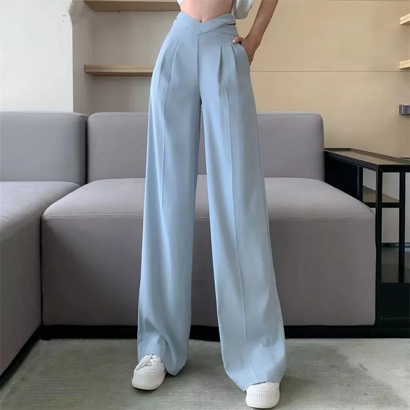 Solid Casual Loose Pants Stylish Elastic Waist Pants