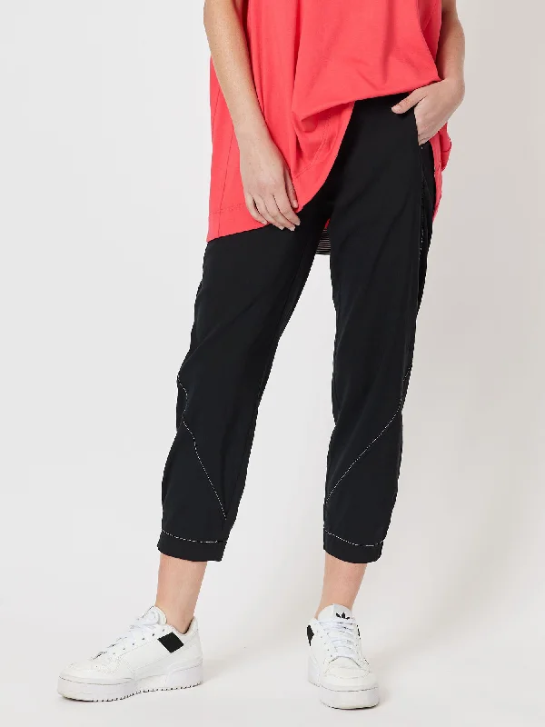 Parachute Stitch Pull On Pant - Black Comfortable Denim Trousers