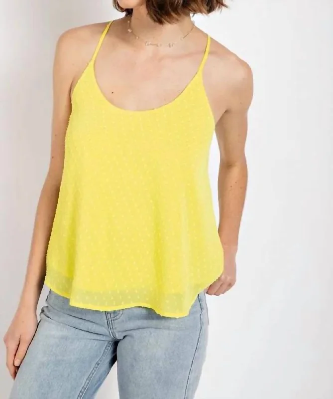 Swiss Dot Tank Top In Lemon low neck tank