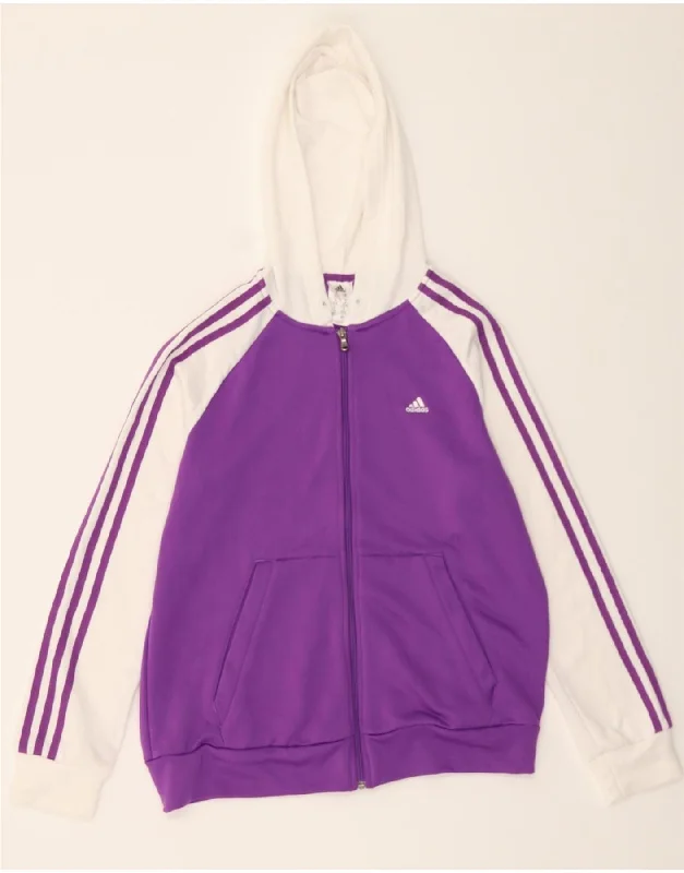 ADIDAS Womens Climalite Zip Hoodie Sweater UK 12/14 Medium Purple Hoodie Sweatshirt Pullover