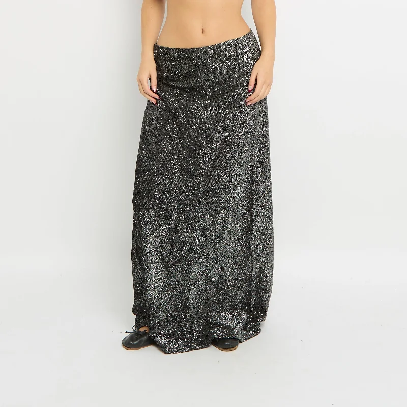 Sparkly Elasticated Waist Maxi Skirt-UK 12 velvet skirt luxury