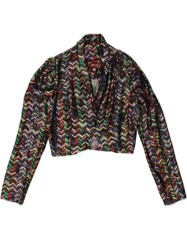 VINTAGE Womens Bolero Jacket UK 12 Medium Multicoloured Chevron Wool Jacket Cashmere Jacket Tweed Jacket VINTAGE Womens Bolero Jacket UK 12 Medium Multicoloured Chevron Wool Jacket Cashmere Jacket Tweed Jacket