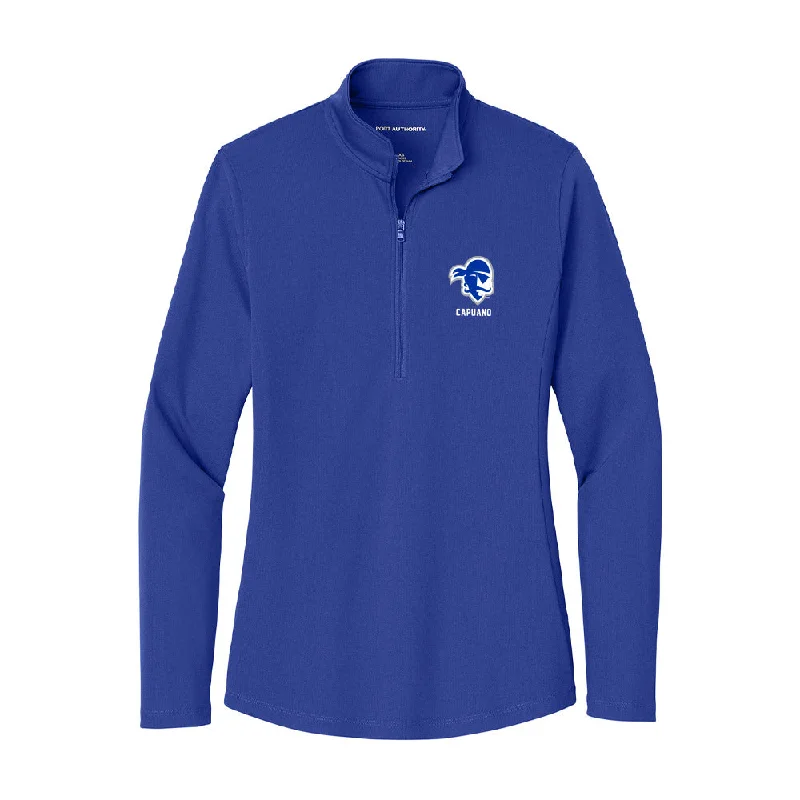 Seton Hall - NCAA Women's Soccer : Sara Capuano - Women's Lightweight Quarter Zip Jacket Faux Fur Fabric Real Fur Fabric Shearling Fabric Seton Hall - NCAA Women's Soccer : Sara Capuano - Women's Lightweight Quarter Zip Jacket Faux Fur Fabric Real Fur Fabric Shearling Fabric