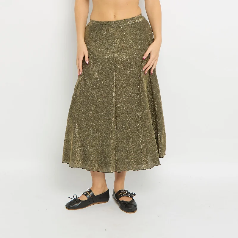 Sparkly Elasticated Waist Midi Skirt-UK 6 asymmetrical skirt cut