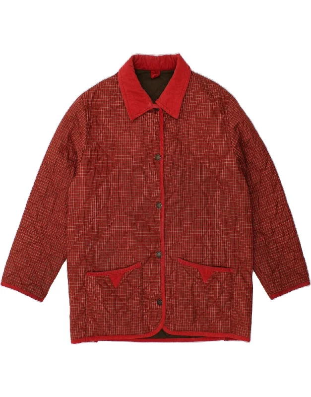 JOHN PARTRIDGE Womens Quilted Jacket UK 14 Medium Red Check Polyester Plaid Jacket Tartan Jacket Houndstooth Jacket JOHN PARTRIDGE Womens Quilted Jacket UK 14 Medium Red Check Polyester Plaid Jacket Tartan Jacket Houndstooth Jacket