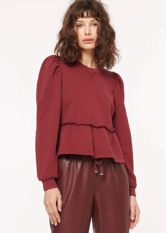 Cami NYC - Lyra Sweatshirt in Currant Hoodie with Ribbed Hem Stretchable Secure