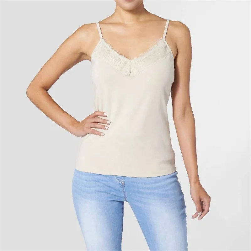 Belinda Lacey Tank Top In Natural soft pink tank