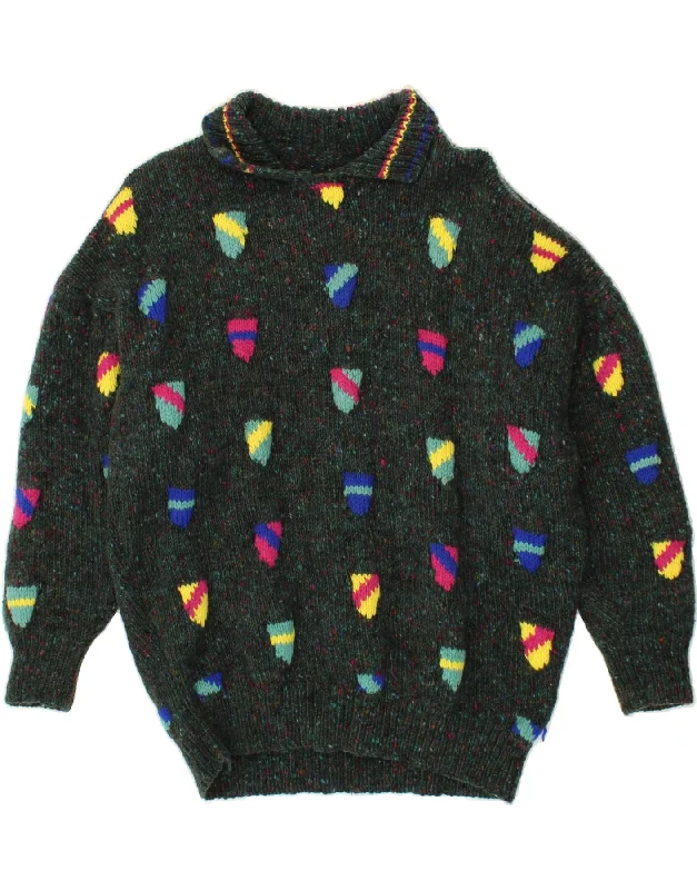 VINTAGE Womens Polo Neck Jumper Sweater UK 16 Large Green Spotted Casual Formal Business VINTAGE Womens Polo Neck Jumper Sweater UK 16 Large Green Spotted Casual Formal Business
