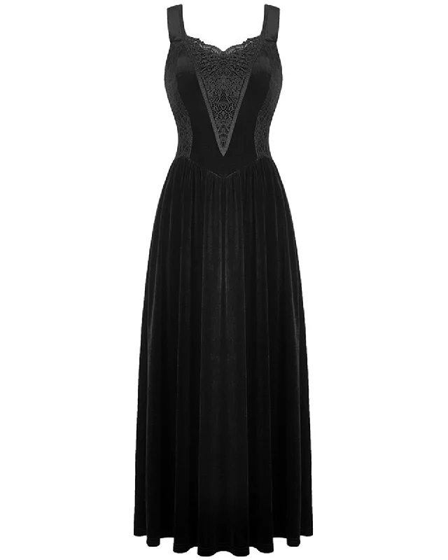 Dark In Love Bellandrine Gothic Velvet Prom Dress Crew Neckline Sporty