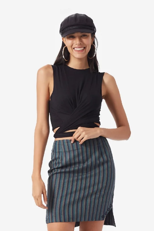 Striped Mini Skirt - Tiyi silk skirt lustrous