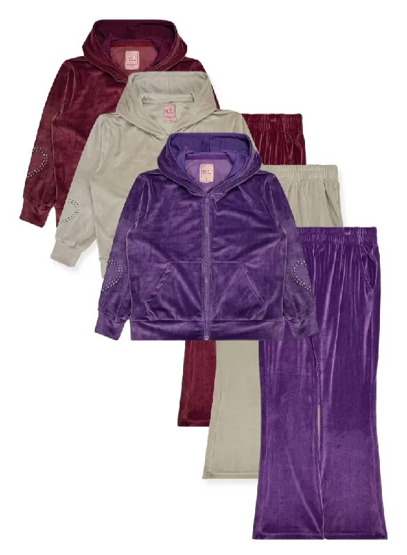 Girls 2 Piece Velour Jogger & Hoodie Set (24/Case) Hoodie with Reflective Safety Nightwear