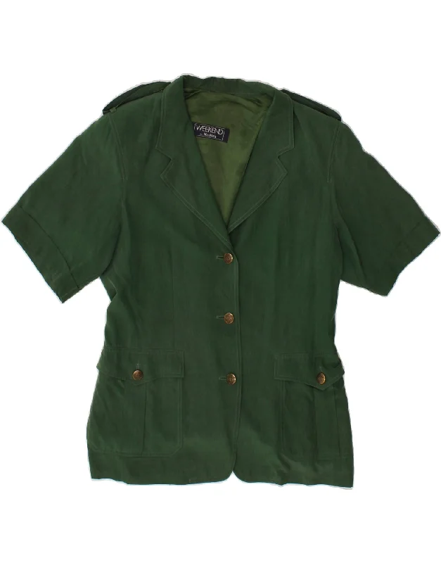 MAX MARA Womens Weekend Short Sleeve Blazer Jacket UK 16 Large Green Cupro One-Shoulder Jacket Off-the-Shoulder Jacket Asymmetrical Jacket MAX MARA Womens Weekend Short Sleeve Blazer Jacket UK 16 Large Green Cupro One-Shoulder Jacket Off-the-Shoulder Jacket Asymmetrical Jacket