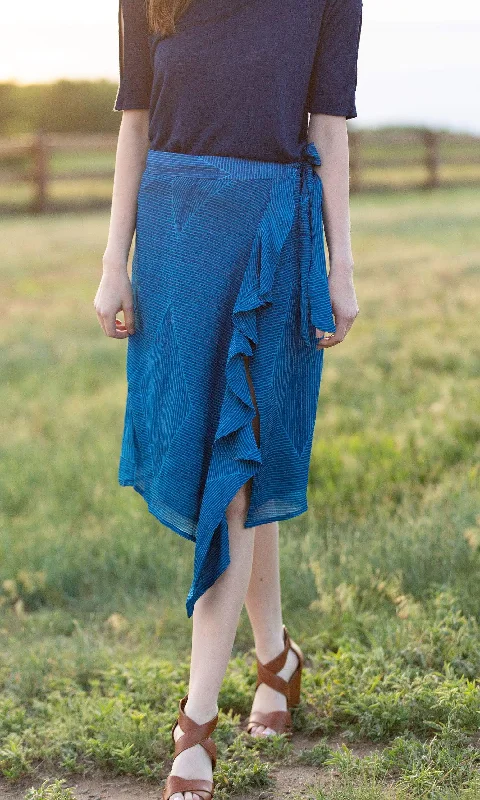 Conditions Apply Fun of the Travel Ruffle Front Wrap Skirt wool skirt sturdy