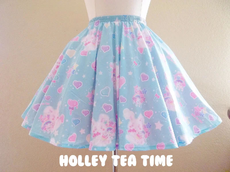 Rainbow sweets mint skater skirt 2nd gen. [made to order] satin skirt smooth