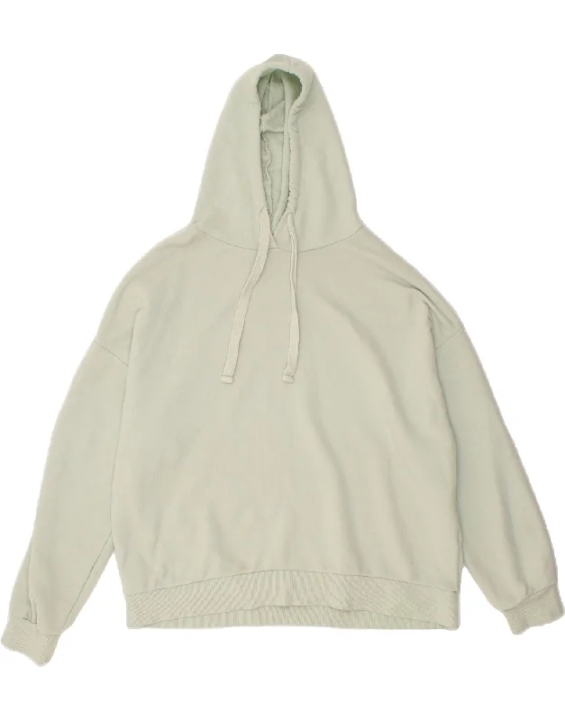 PULL & BEAR Womens Oversized Hoodie Jumper UK 18 XL Green Cotton Hoodie with V-Neck Classic Versatile