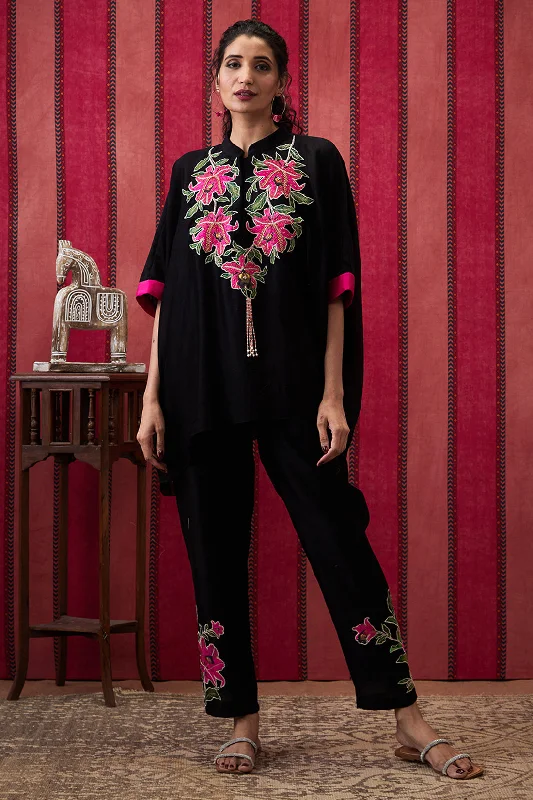 Mehr Applique Kimono Top With Pants Lightweight Linen Pants