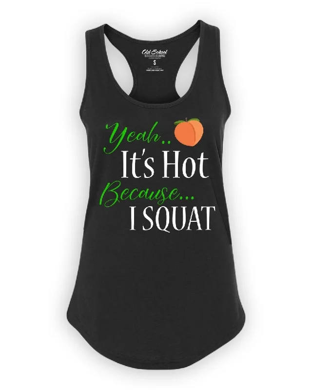 Ladies "Hot Squat" Black Racerback Tank neon tank top