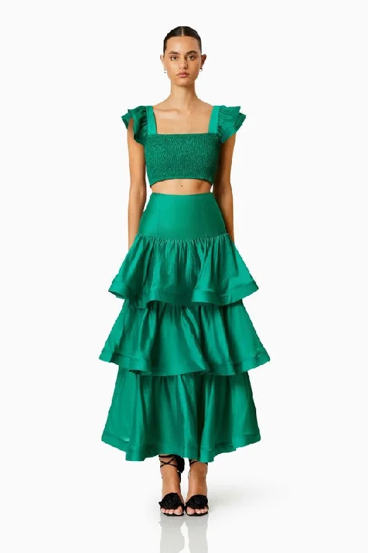 Elliatt Resort Skirt - Green chiffon skirt floaty