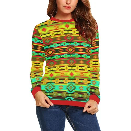 Adobe Sky Crewneck Sweatshirt for Women Hoodie with Hem Fringe Bohemian Relaxed