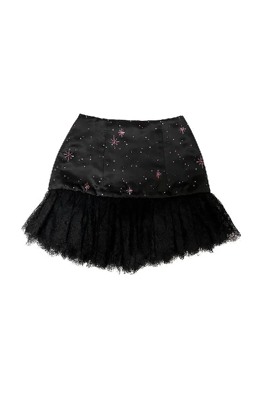 CRYSTAL STARRY NIGHT MINI SKIRT denim skirt classic