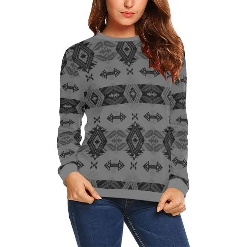 Sovereign Nation Gray Crewneck Sweatshirt for Women Hoodie with Exposed Zipper Edgy Industrial Sovereign Nation Gray Crewneck Sweatshirt for Women Hoodie with Exposed Zipper Edgy Industrial