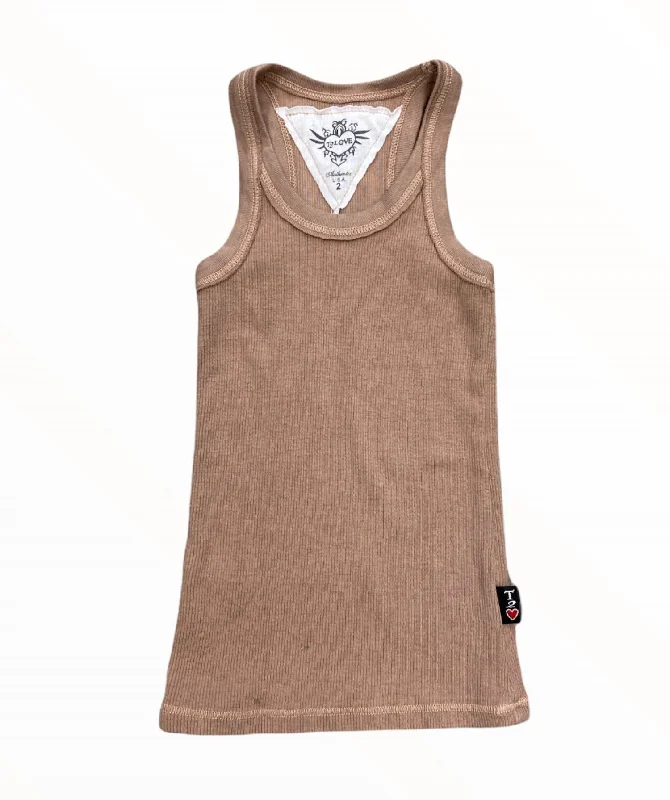 Raw Edge Tank In Mocha coral tank top