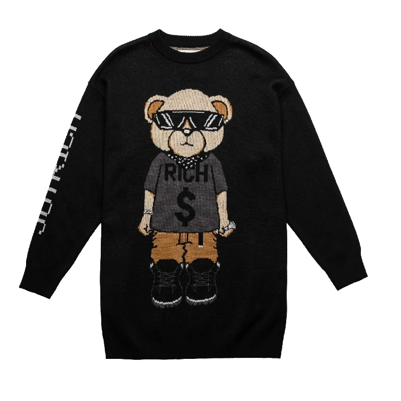 Joyrich Rich Teddy Crewneck Sweater Black Soft Cozy Warm