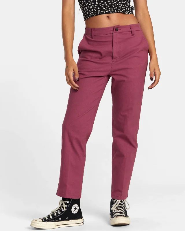 Weekend Stretch Pants - Mulberry Fashionable Button-Up Pants