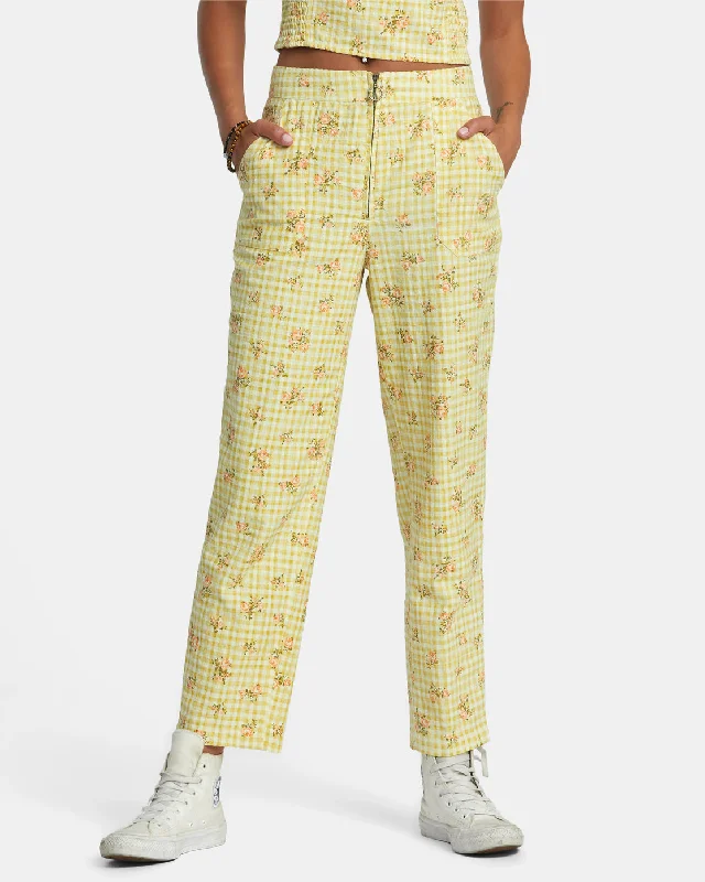 Anywhere Seersucker Pants - Golden Comfy Zip-Up Pants